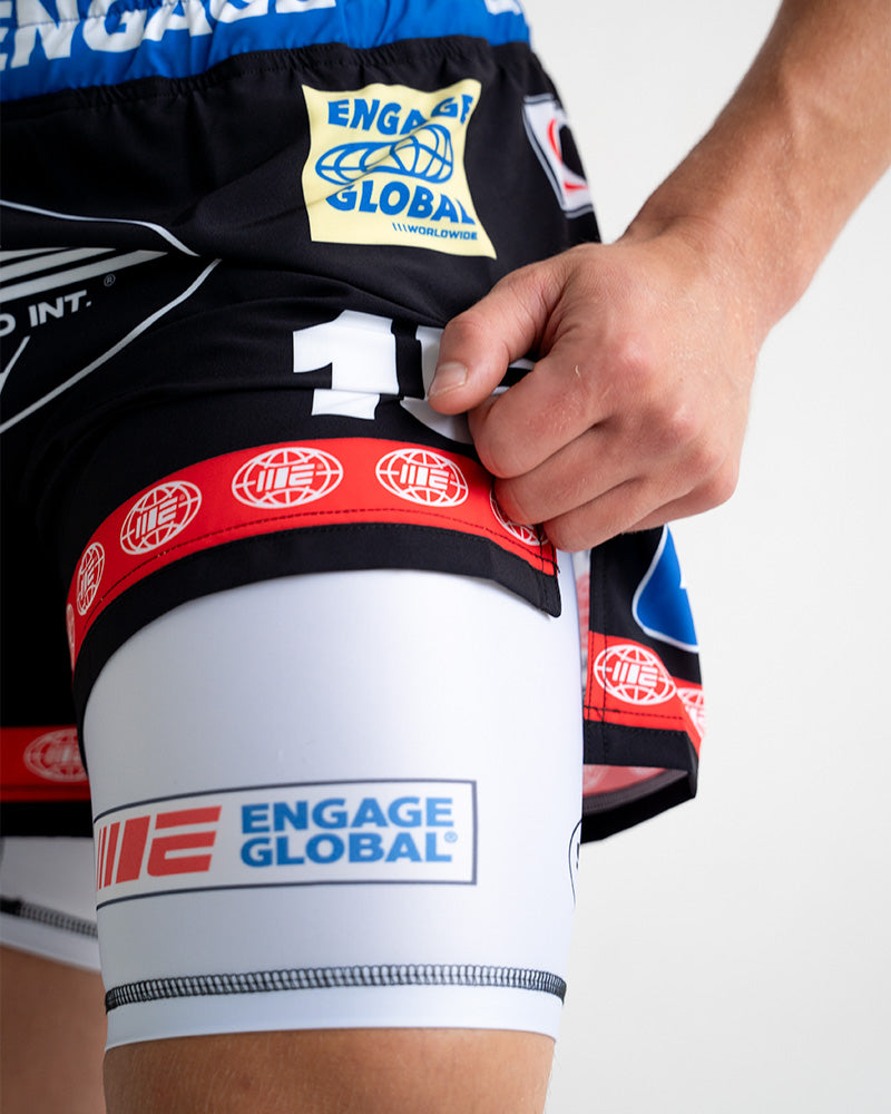 Shorts híbridos 2 em 1 Racer (preto)